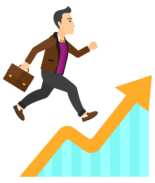Man running on growth graph. — Stockový vektor