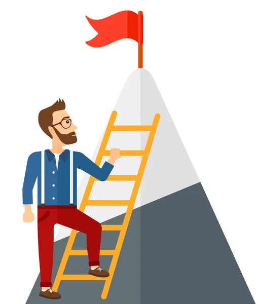 Hombre escalando en la montaña . — Vector de stock