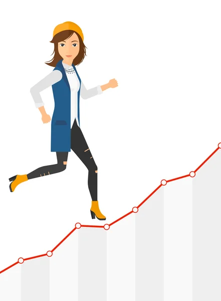 Business woman walking upstairs. — Stockvector