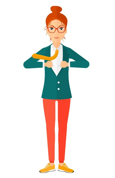 Woman taking off jacket. — Stock Vector