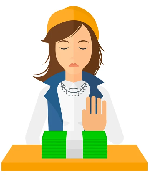 Woman refusing bribe. — Stock Vector