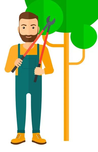 Farmer with pruner. — Stock Vector