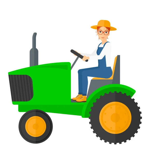 Granjero tractor de conducción . — Vector de stock