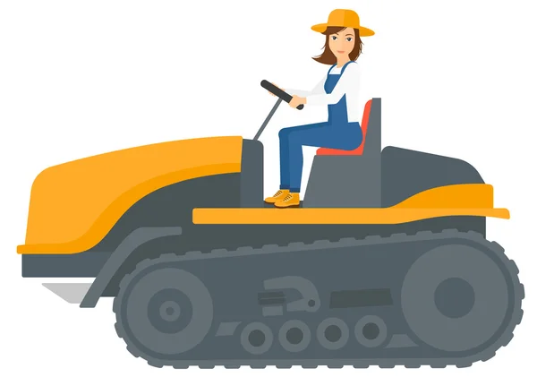 Agriculteur conduisant tracteur catepillaire . — Image vectorielle