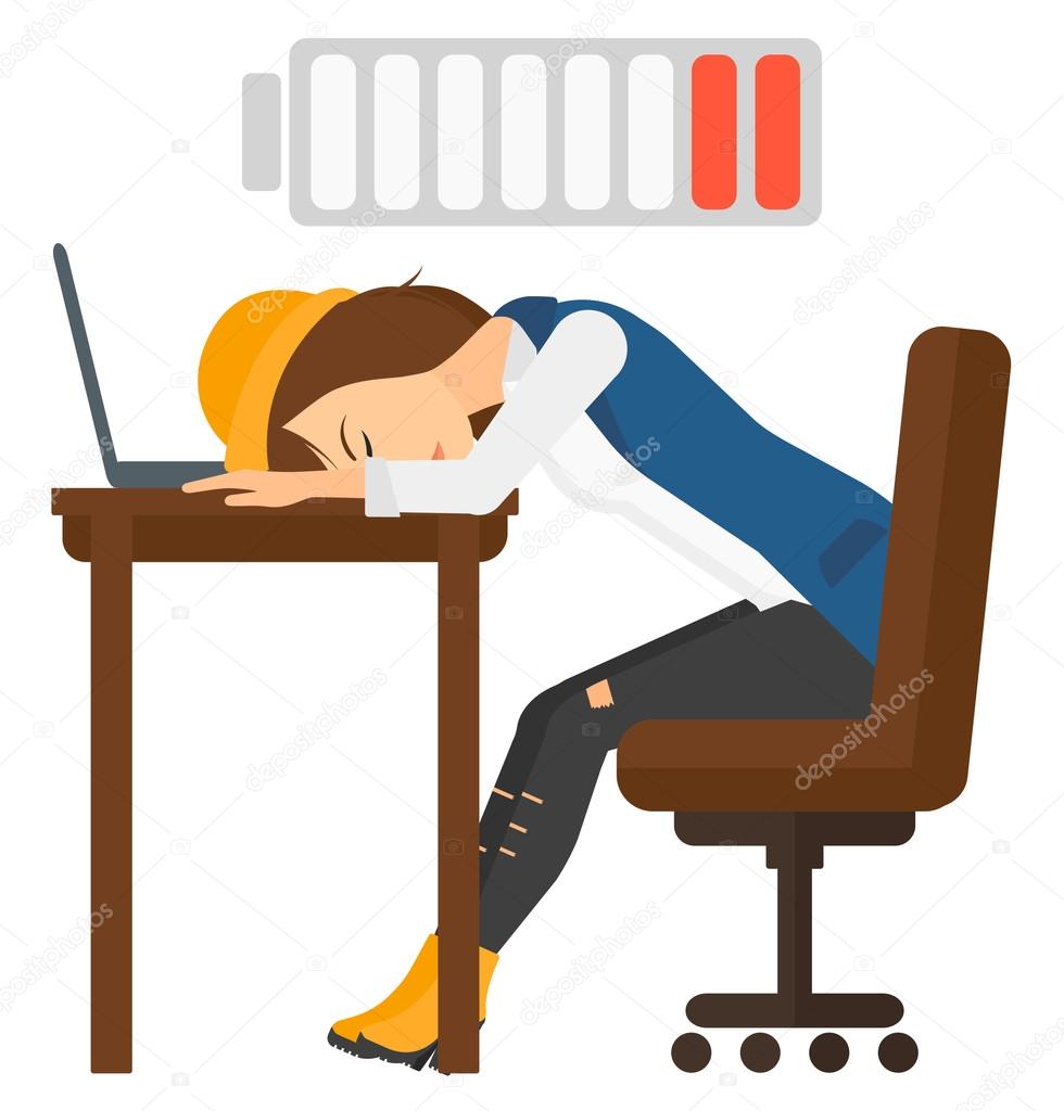 Man sleeping at workplace.