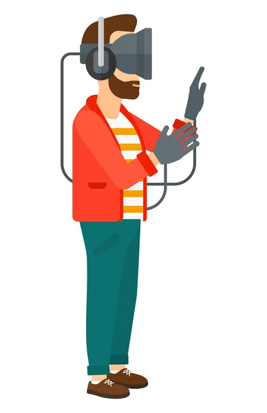 Hombre con auriculares de realidad virtual. — Archivo Imágenes Vectoriales