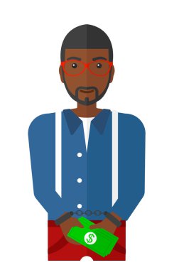 Suçtan kelepçeli erkek.