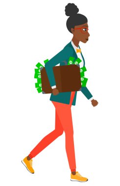 Para dolu çanta kadınla.