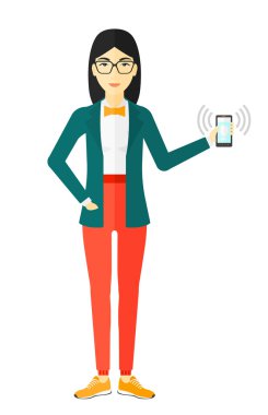 Zil telefon tutan kadın.