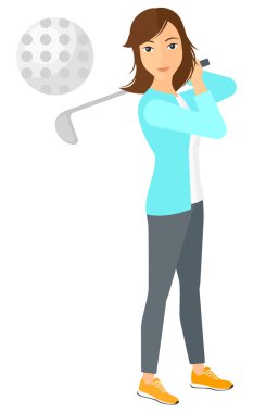 golf oyuncusu topa vuruyor.