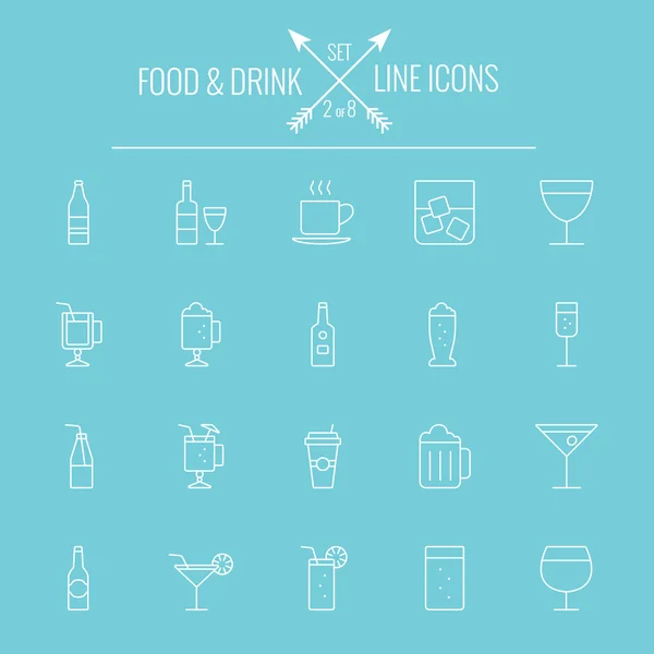 Zestaw ikona jedzenie i picie. — Wektor stockowy