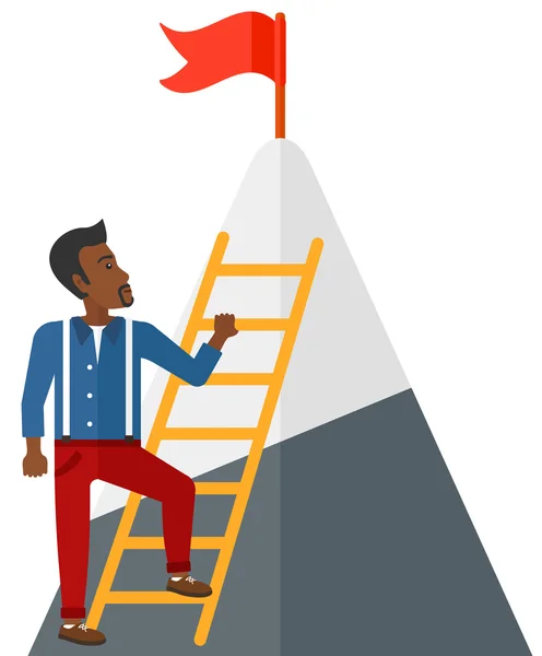 Man climbing on mountain. — Stock Vector