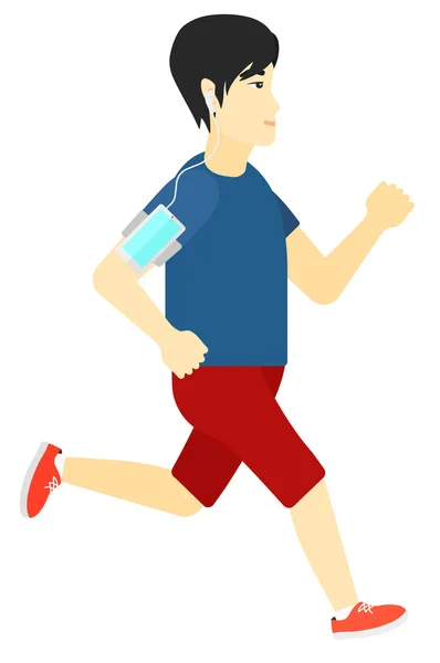 Man jogging with earphones and smartphone. — Stok Vektör