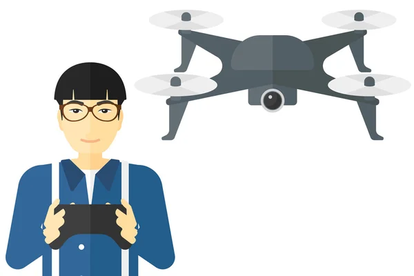 Man flying drone. — Stock Vector