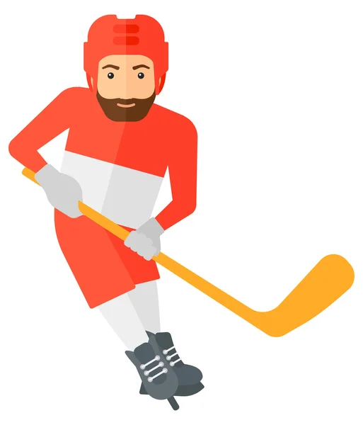 Ice-hockey player with stick. — Stock Vector