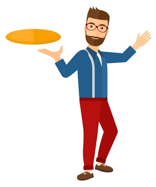 Hombre jugando frisbee . — Vector de stock