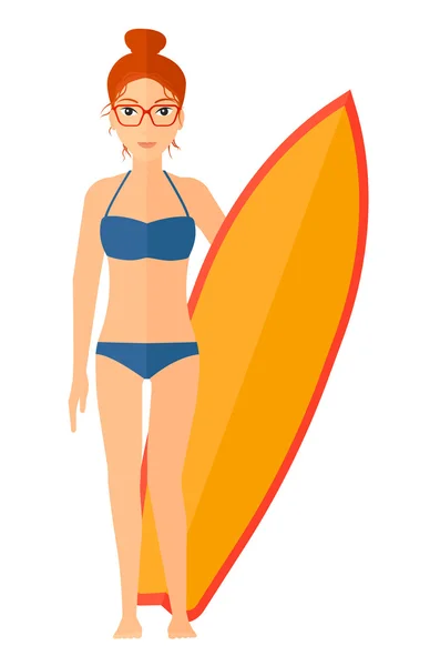 Surfer bedrijf surfplank. — Stockvector