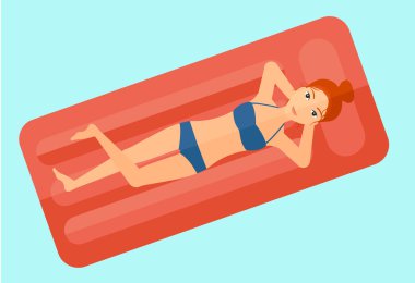 Woman relaxing in swimming pool. clipart