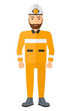 Kask içinde kendine güvenen madenci.