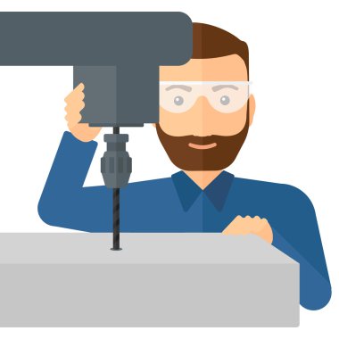 Sıkıcı ile çalışan erkeğin değirmen.