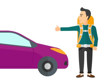 Genç adam otostop çekiyor..