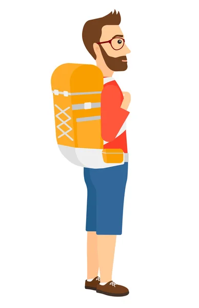 Homme avec sac à dos Randonnée . — Image vectorielle