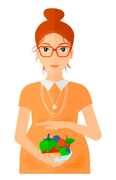 Pregnant woman with vegetables. — Stock Vector