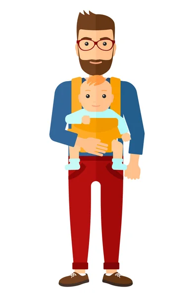 Homme tenant bébé en fronde . — Image vectorielle