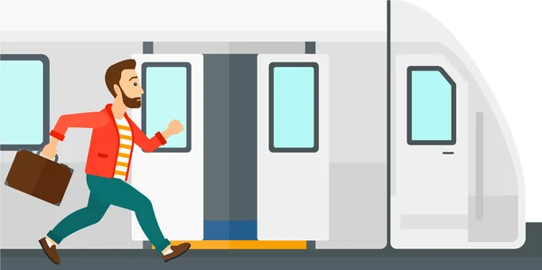 Man missing train. — Stock Vector