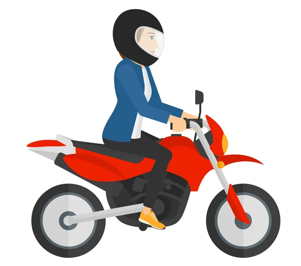 Frau fährt Motorrad. — Stockvektor