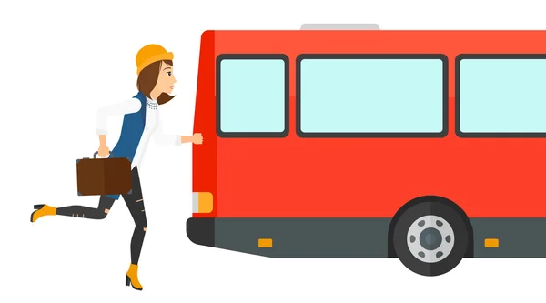 Woman missing bus. — Stock Vector