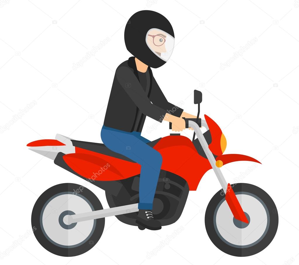 Man riding motorcycle.