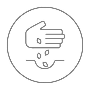 Tohum Ekim alanı çizgisi simgesinde el.