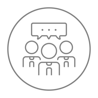 İnsanlarla konuşma kare üzerinde onların kafaları satırı simgesi.