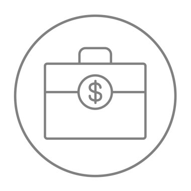 Suitcase with dollar symbol line icon.