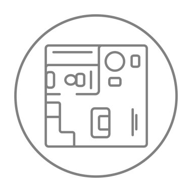 Evin iç mobilya çizgi simgesiyle.