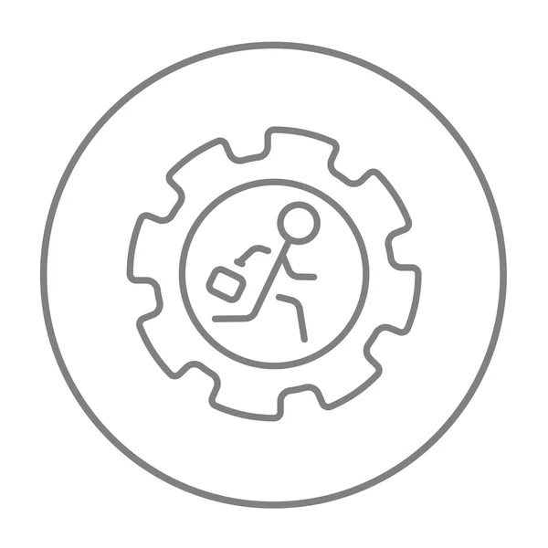 Man running inside the gear line icon. — Stock vektor