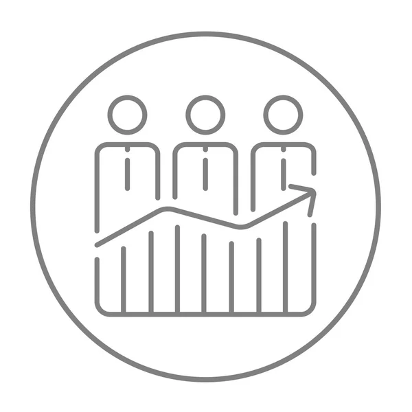 Businessmen standing on profit graph line icon. — Stock vektor