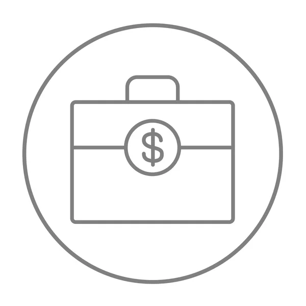 Mala com símbolo de dólar ícone de linha . — Vetor de Stock