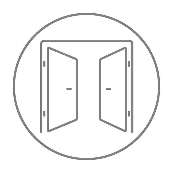 Abrir puertas icono de línea . — Vector de stock