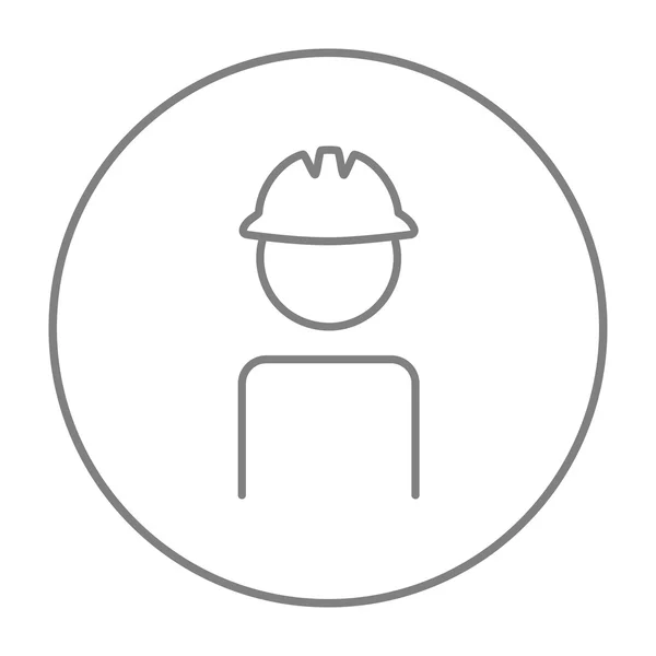 Worker wearing hard hat line icon. — Stock Vector