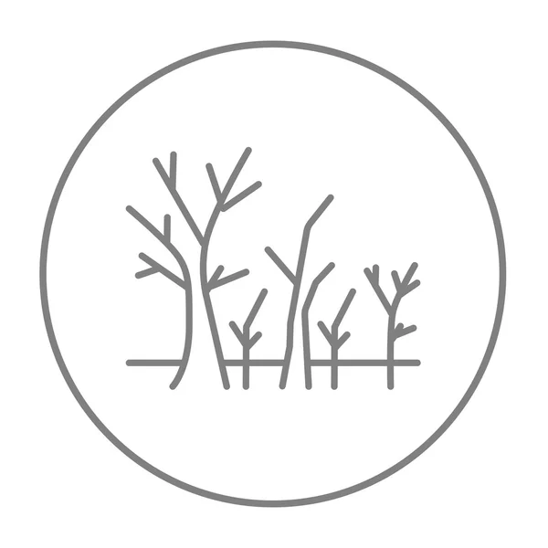 Árbol con ícono de línea de ramas desnudas . — Vector de stock