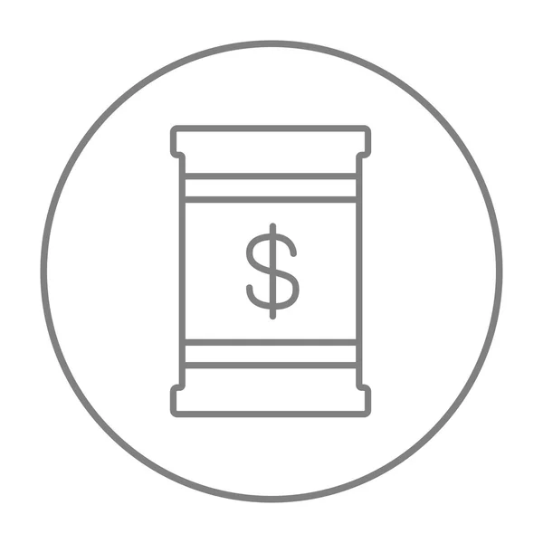 Vat met dollar symboolpictogram lijn. — Stockvector