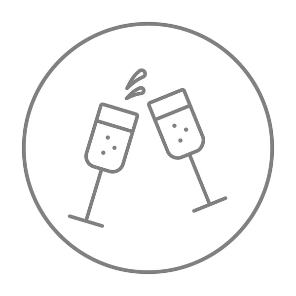 Dos copas de icono de línea champaign . — Vector de stock