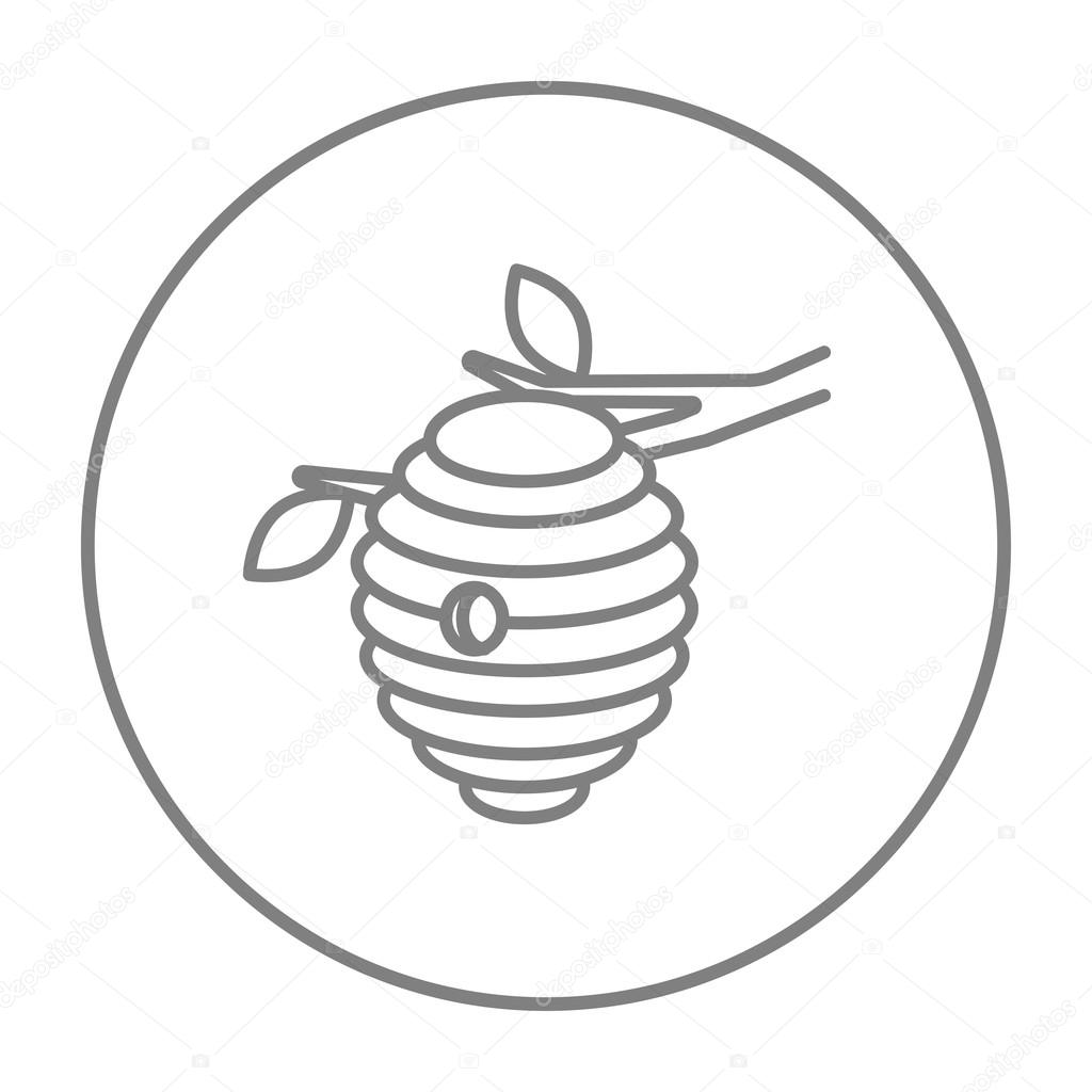 Bee hive line icon.