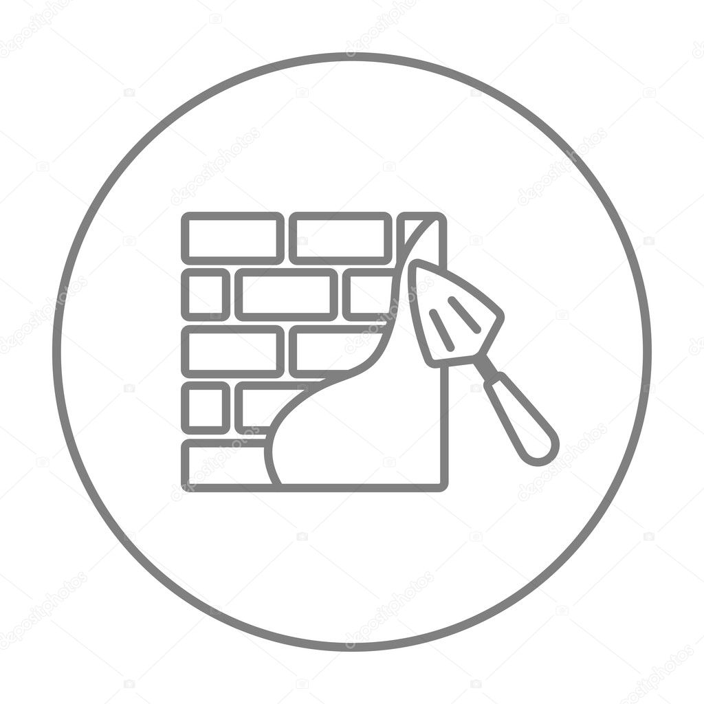 Spatula with brickwall line icon.