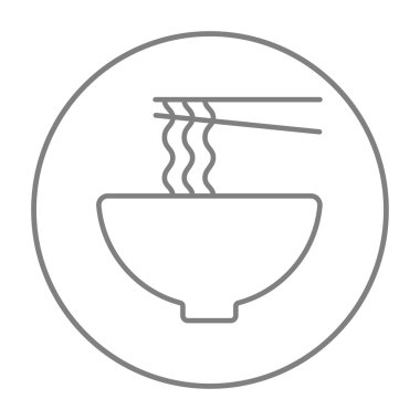 Kase erişte ile çift yemek çubuğu satırı simgesi.