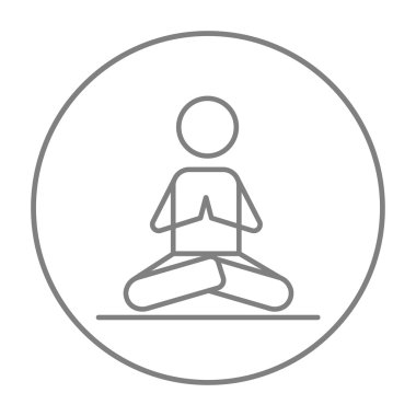 Lotus poz çizgisi simgesinde meditasyon adam.