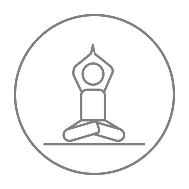 Lotus poz çizgisi simgesinde meditasyon adam.