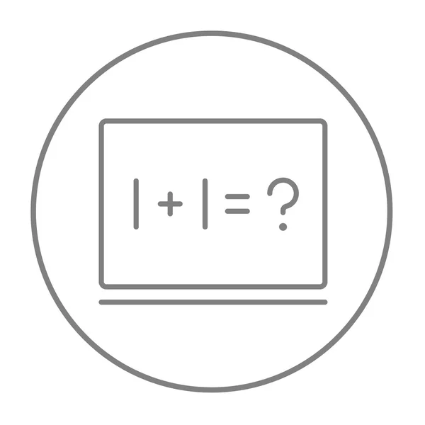 Maths example written on blackboard line icon. — Stock Vector